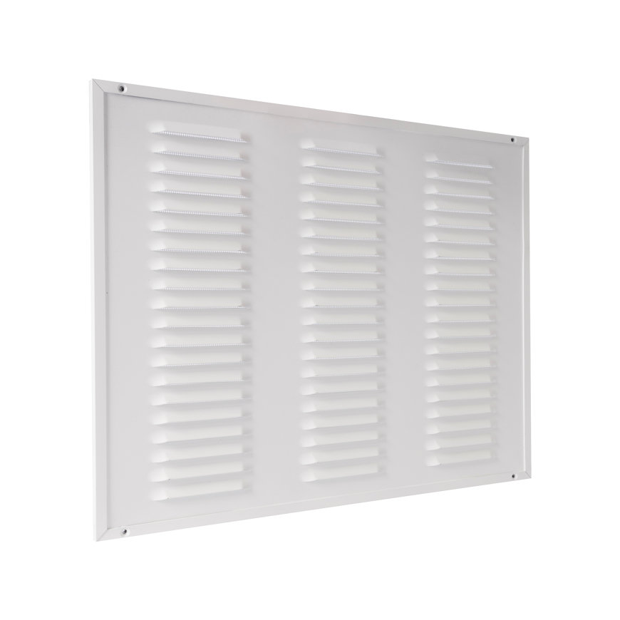 Nedco schoepenrooster met kader en gaas, aluminium, 500 x 400 mm, wit 