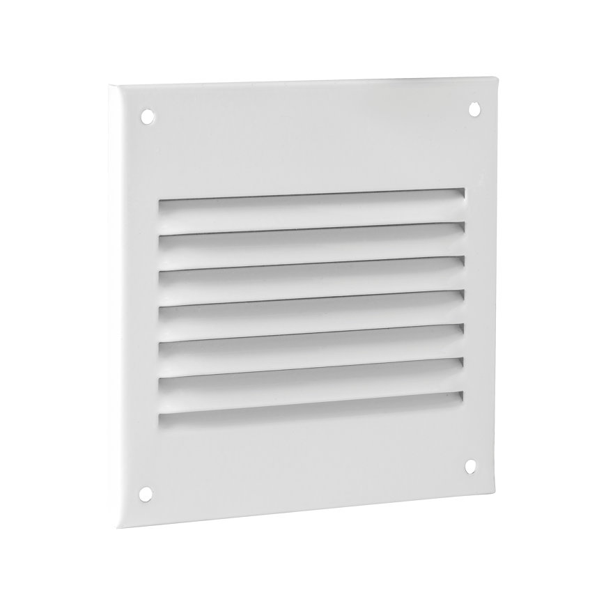 Nedco schoepenrooster, kleine schoepen, vlak, staal, wit, 100 x 100 mm