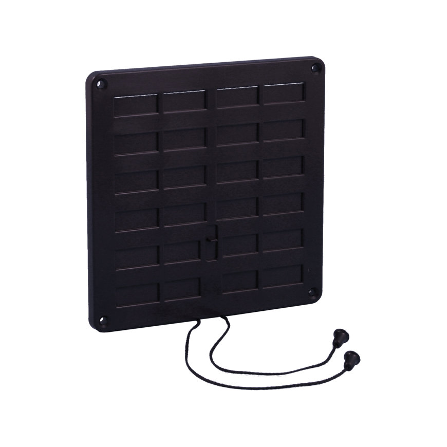 Nedco schuifrooster met trekkoord en gaas, ps, 200 x 200 mm, bruin 