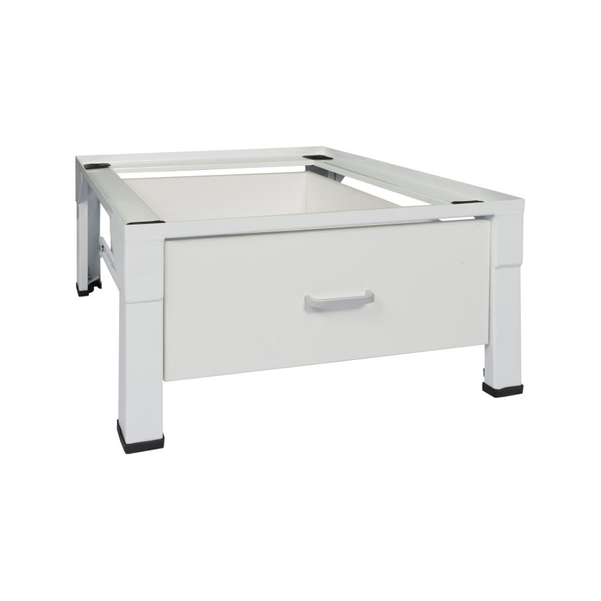 Nedco wasmachine- en drogerverhoger, staal, met houten lade, verstelbaar, 610 x 550 x 300 mm, wit