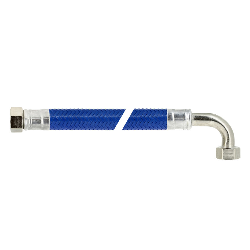 Bonfix Flexibler EPDM-Schlauch, blau, abgewinkelt, 2x Innengewinde, ¾", L = 50 cm 