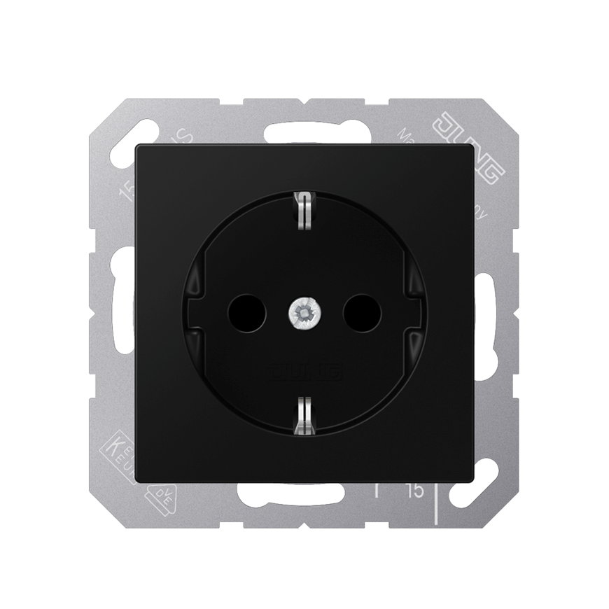 Jung wandcontactdoos, A range, met RA, mat zwart 