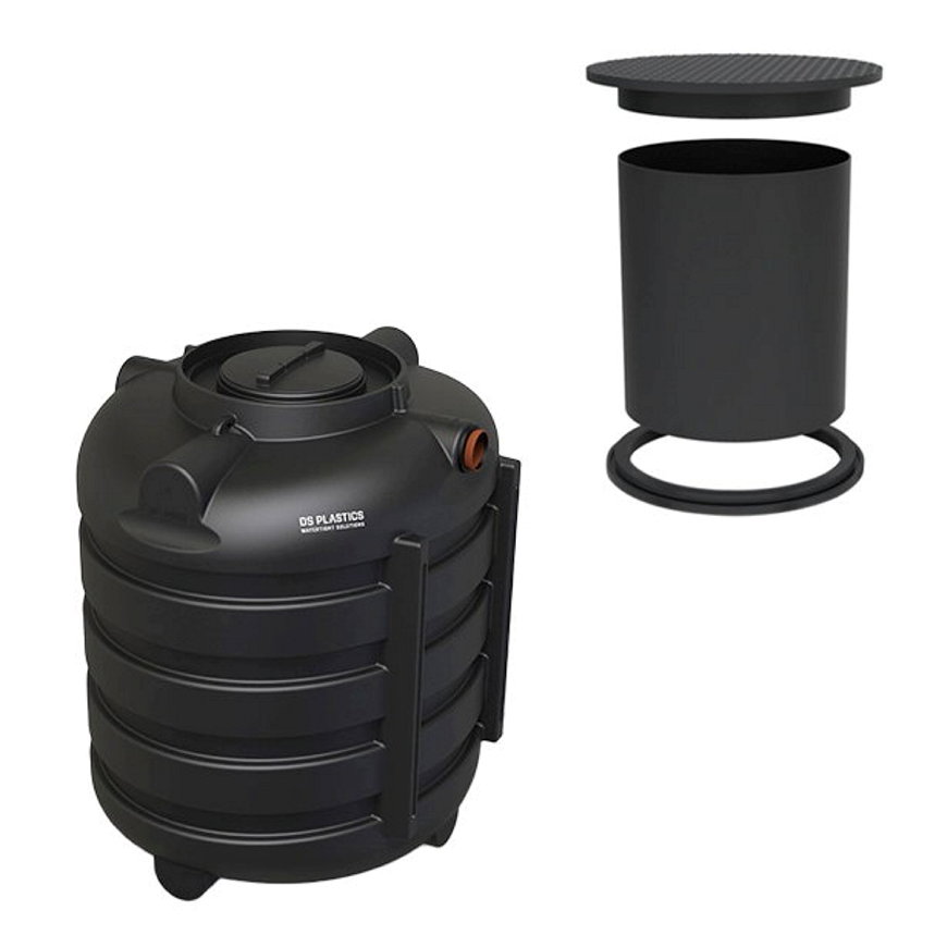 Regenwatertank incl. schacht, type Budget DSB1500, pe, 1500 l, 135 x 110 x 150 cm, ondergronds 