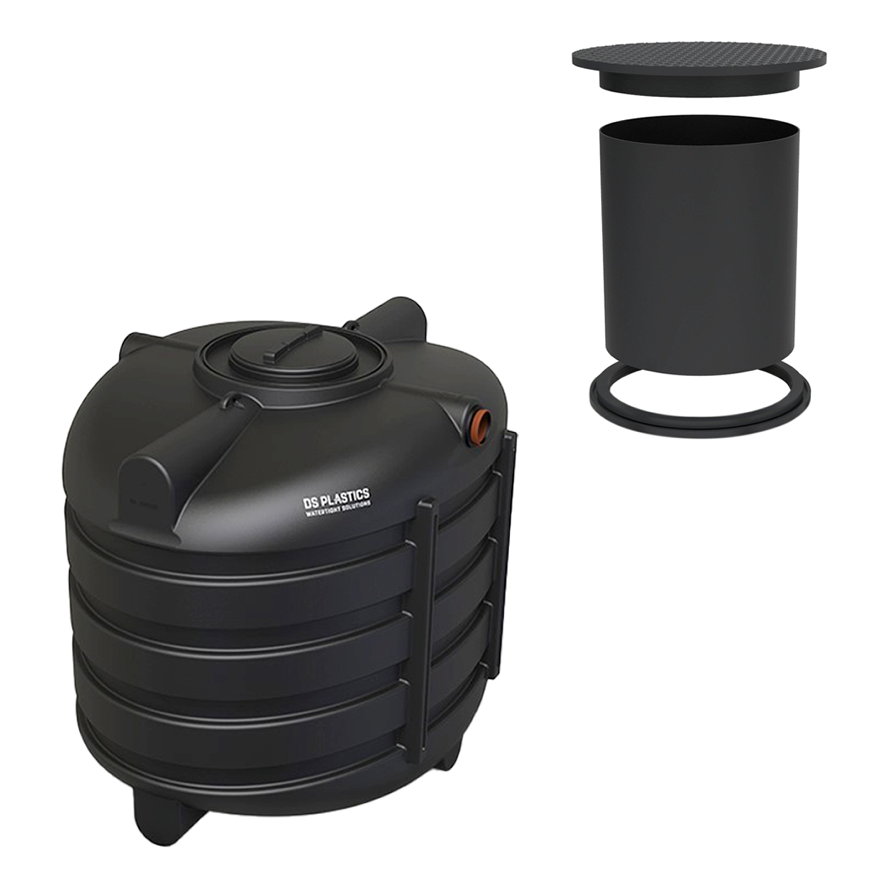 Regenwatertank incl. schacht, type Budget DSB3300, pe, 3300 l, 202 x 161 x 137 cm, ondergronds 