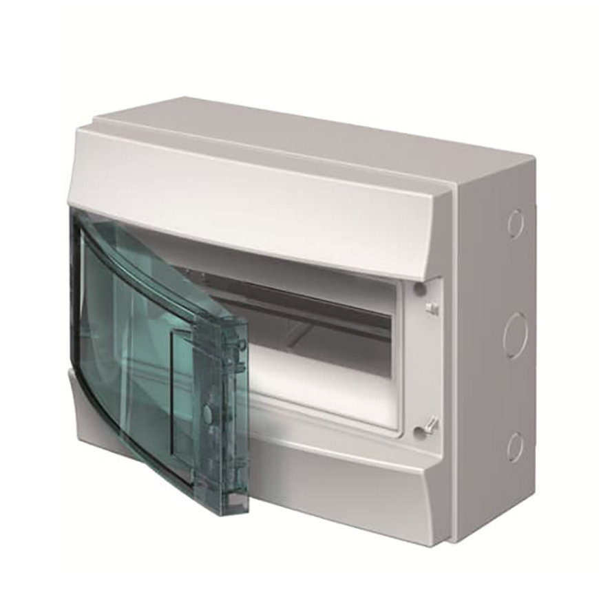 ABB opbouw verdeelkast, Mistral65, 12 modules, transparante deur, IP65, GWT750, RAL7035 