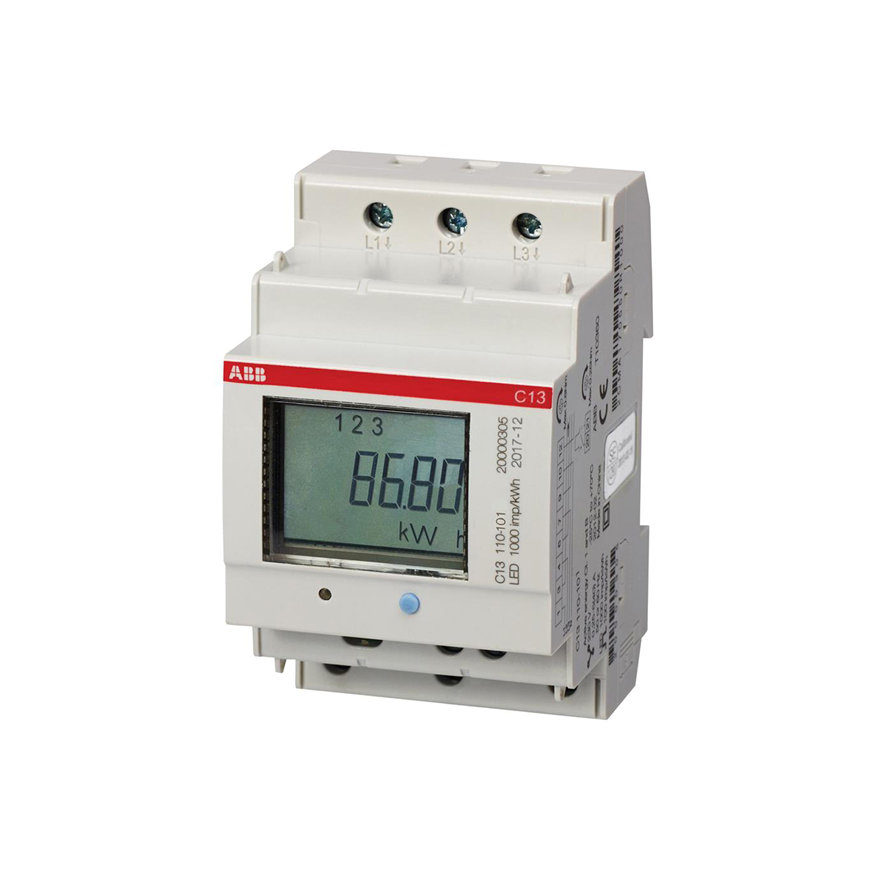 ABB kWh meter, C serie, 3 fase, 230/400 V, 40 A, 1xS0 pulse of alarm, (CL.1) 