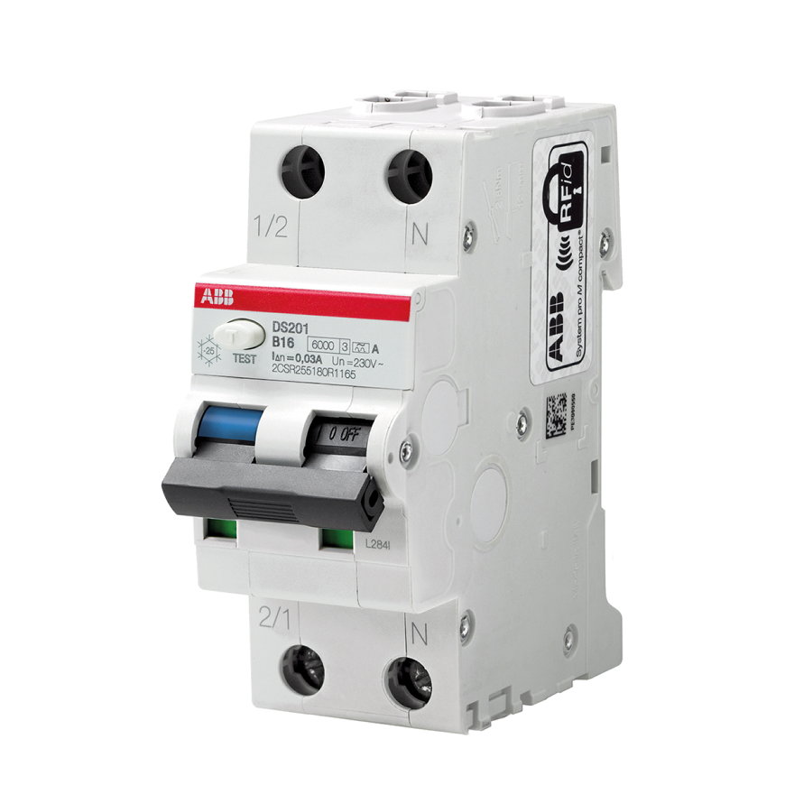 ABB aardlekautomaat, 1P+N, 6 kA, C-karakteristiek, 230 V, 10 A - 300 mA 