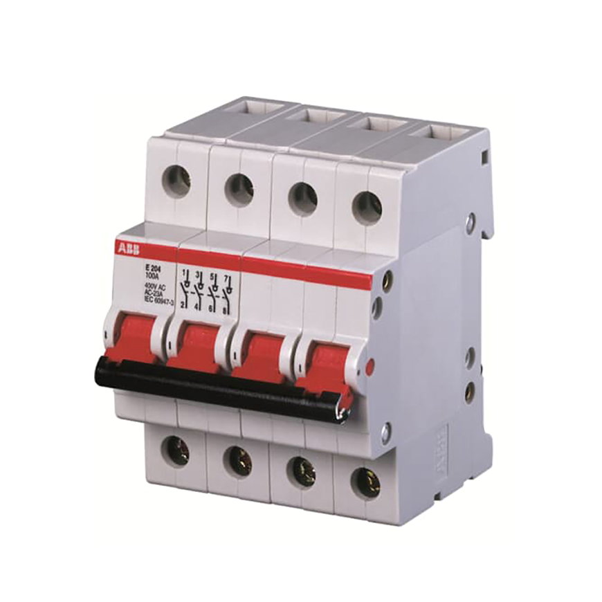 ABB lastscheider, aan/uit schakelaar, rood, 4-polig, type E204/100R, 100 A, 400 V 
