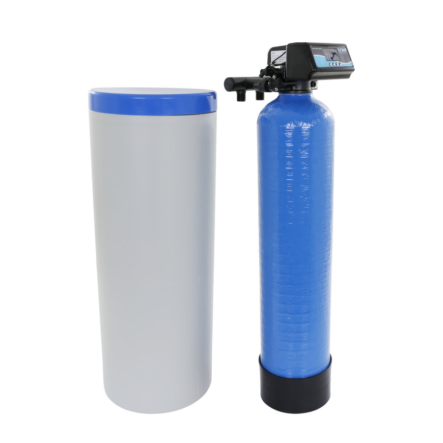 NWF waterontharder, type Duo 20 + zoutbak rond 75 liter, max. uitwisselingscapaciteit 5,6 m³ 