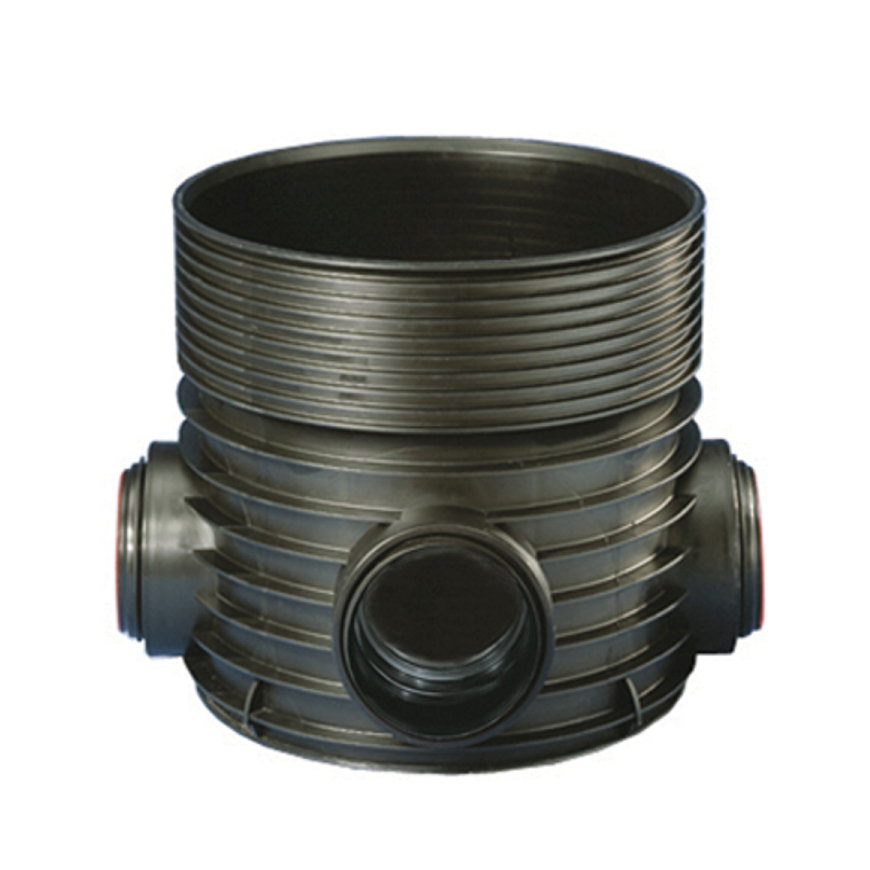 Wavin inspectieput, Tegra 600, 4x manchet, pp, exclusief deksel, kruis, 4x 200 mm, ongelijke spruit 