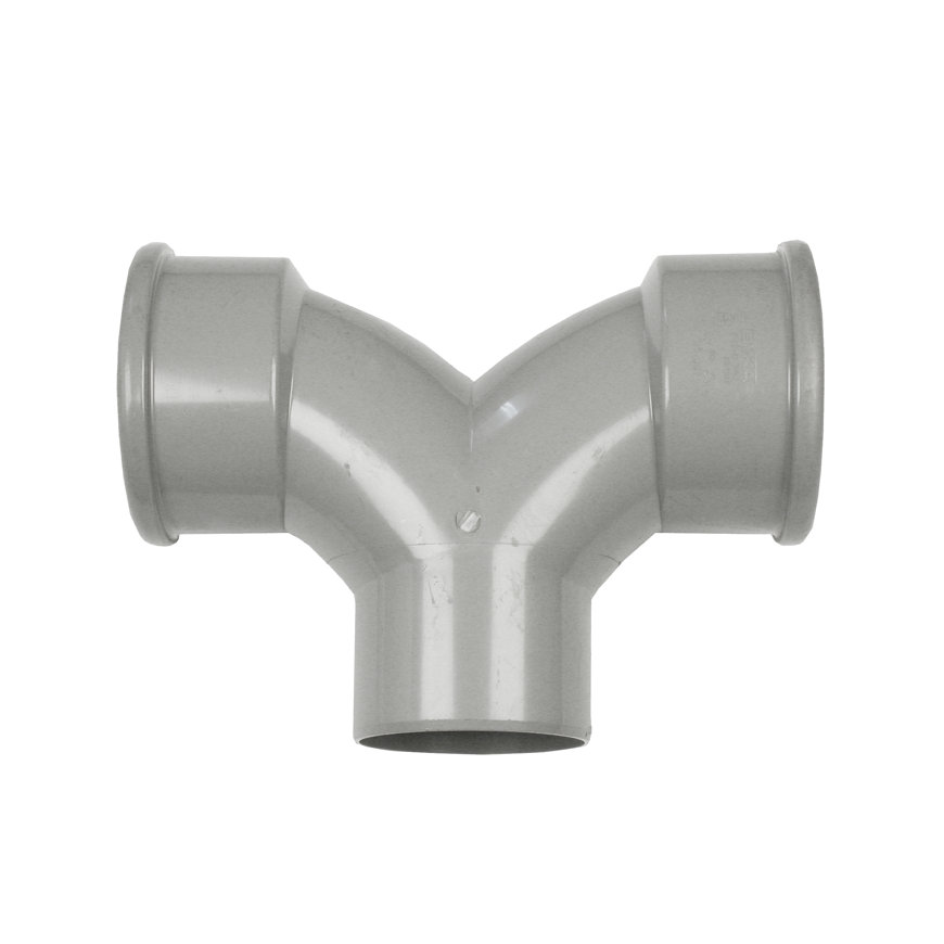 Wavin zettingsstroom T-stuk 88°, pvc, 2x flex manchet/1x spie, grijs, KOMO, SN8, 125 mm 