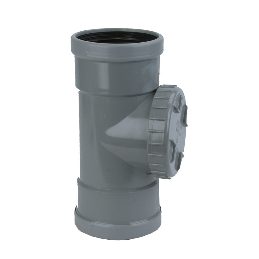 Pipelife PVC-Reinigungsrohr mit Schraubverschluss, 2x Muffe, grau, KOMO, SN4, 125 mm 