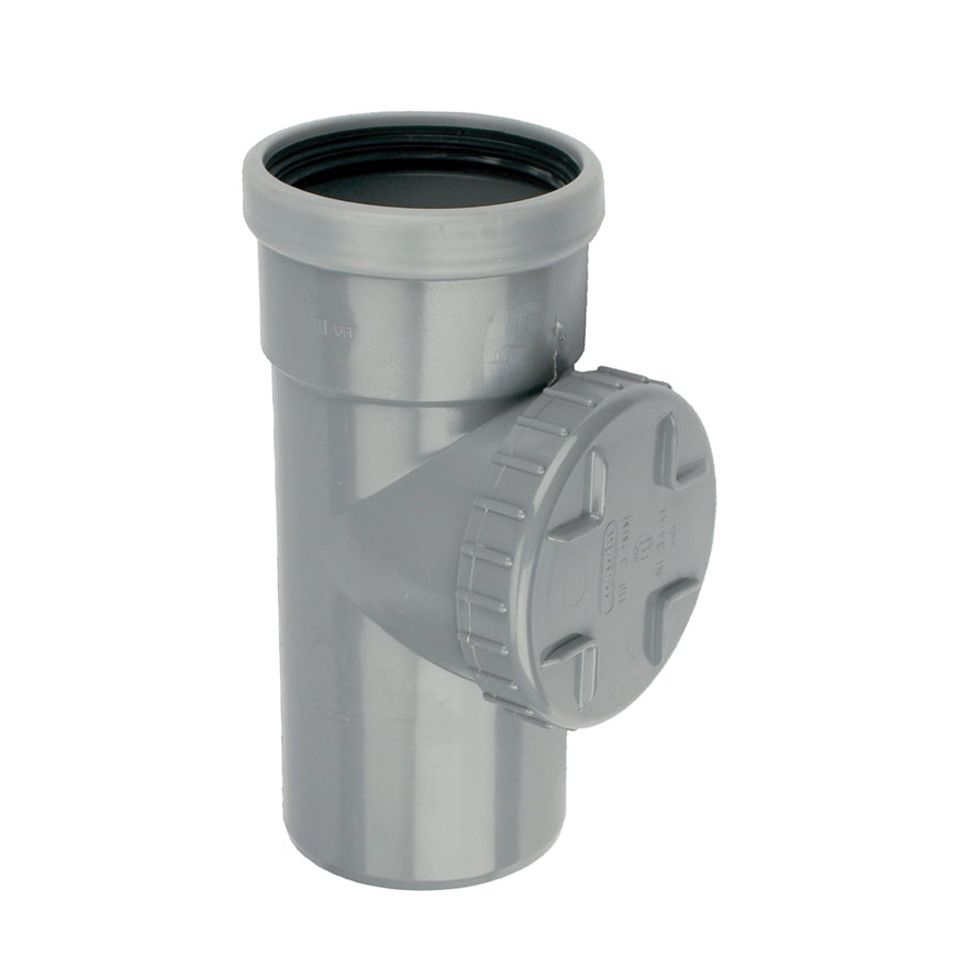 Wavin PVC-Reinigungsrohr mit Schraubverschluss, 1x Muffe/1x Spitzende, KOMO, SN4, 125 mm 
