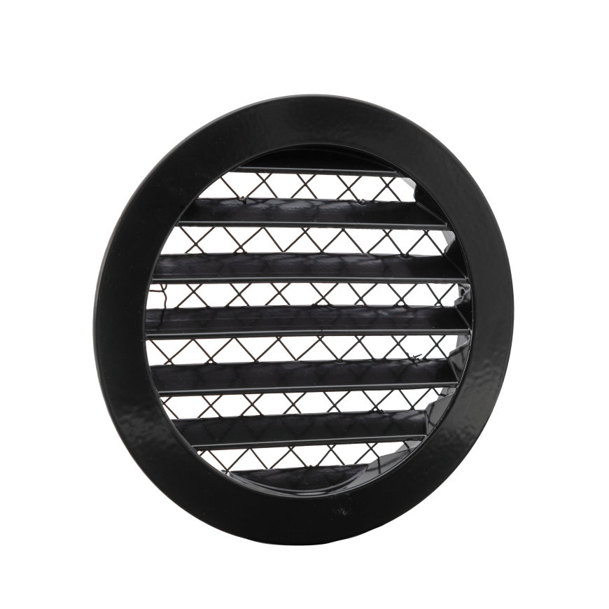 Nedco ventilatierooster, aluminium, vaste lamellen, 150 mm, zwart 