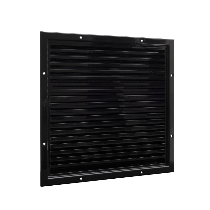 Nedco ventilatierooster, aluminium, vaste lamellen, 400 x 400 mm, zwart 