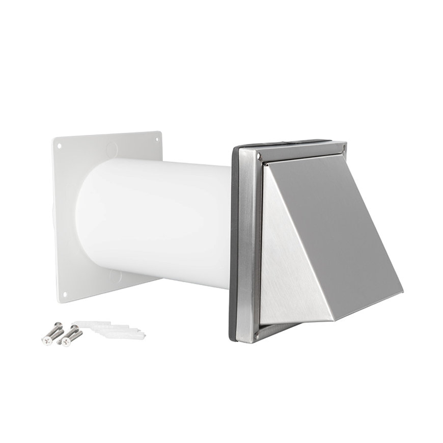 Nedco ventilatierooster, rvs/upvc, schuine kap, 125 mm, l = 300 - 550 mm 