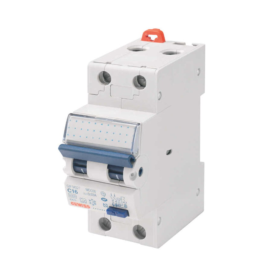 Gewiss aardlekautomaat, 1P+N, 6 kA, B-karakteristiek, 230 V, 16 A - 300 mA 
