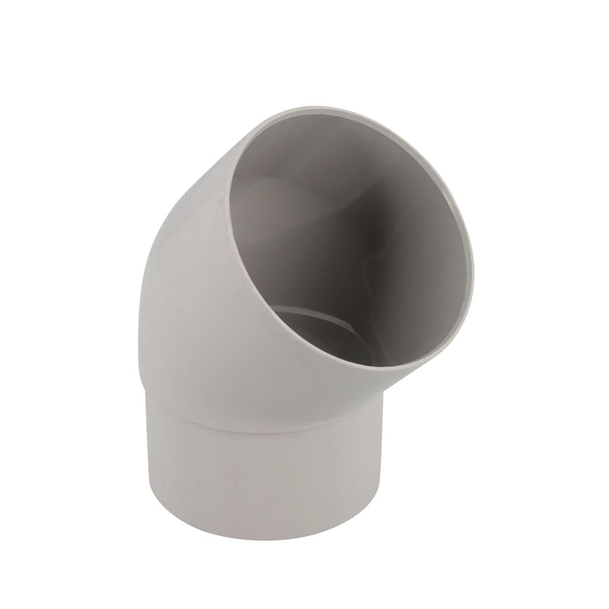 Nicoll Techtan Fallrohr-Bogen 45°, PVC, Klebemuffe x red. Spitzende, hellgrau, RAL 7047, 80 mm