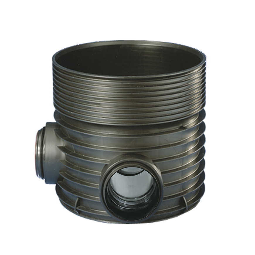 Wavin inspectieput, Tegra 600, 2x manchet, pp, exclusief deksel, bocht 90°, 2x 200 mm 