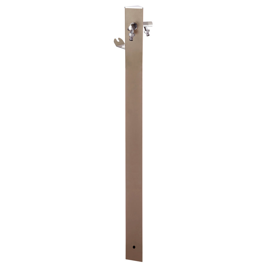 Aquapoint Wassersäule, Aluminium, Mod. Triangle, 2 Wasserhähne, Schlauchhalter, h = 120 cm, grau 
