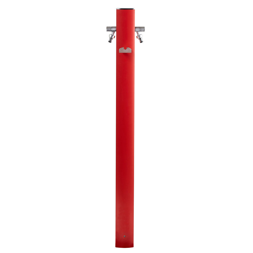 Aquapoint Wassersäule, Aluminium, Mod. Totem, 2 Wasserhähne, Schlauchhalter, h = 120 cm, rot 