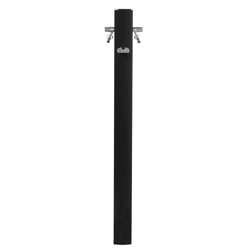 Aquapoint waterzuil, aluminium, model totem, 2 tapkranen, slangbeugel, h = 120 cm, zwart 