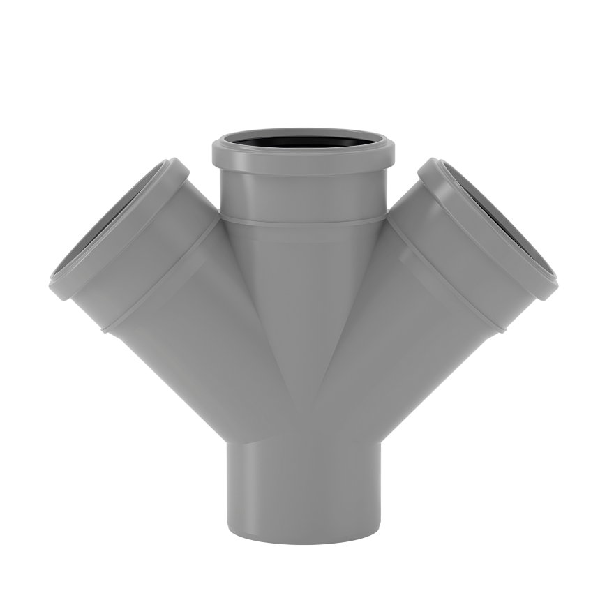 Valsir PP3, HT Abfluss Doppelabzweig 45°, DN/OD = 90 x 50 x 50 mm