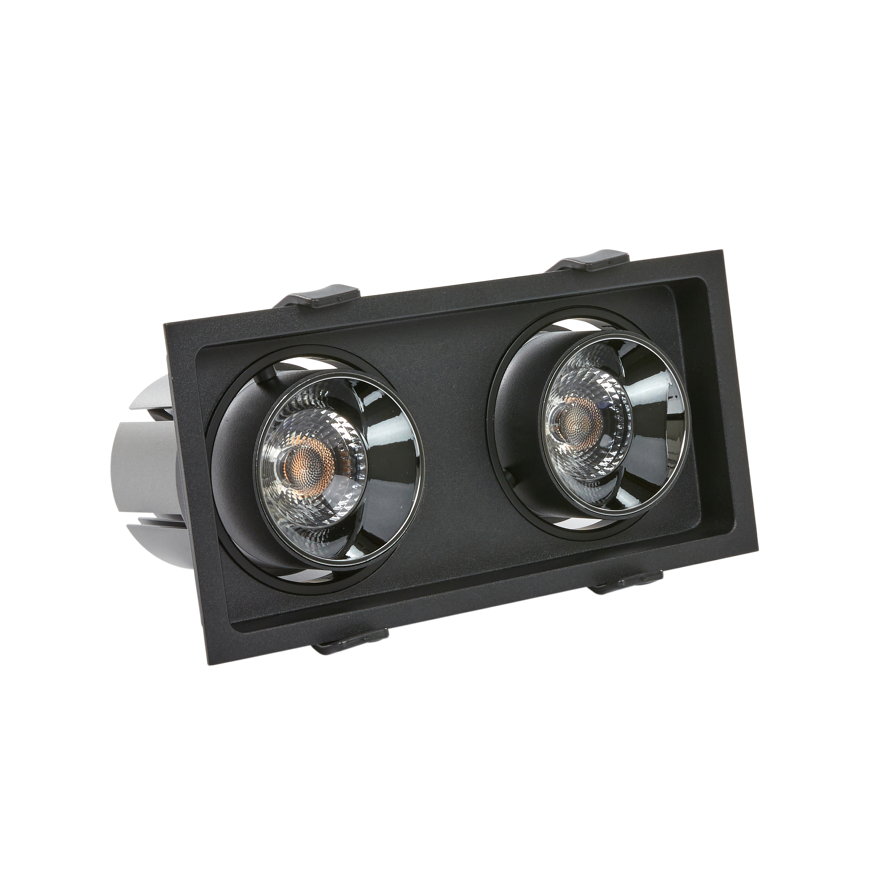 Adurolight® Premium Quality Line LED-Einbauspot, Wells, schwarz, 2x 15 W, 3000 K, flimmerfrei 