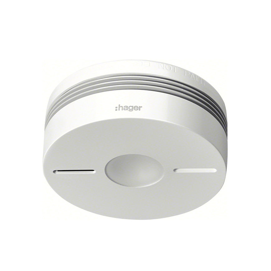 Hager rookmelder, type TG55X, rf-koppelbaar, wit, 6 V lithium batterij, batterijduur 10 jaar 