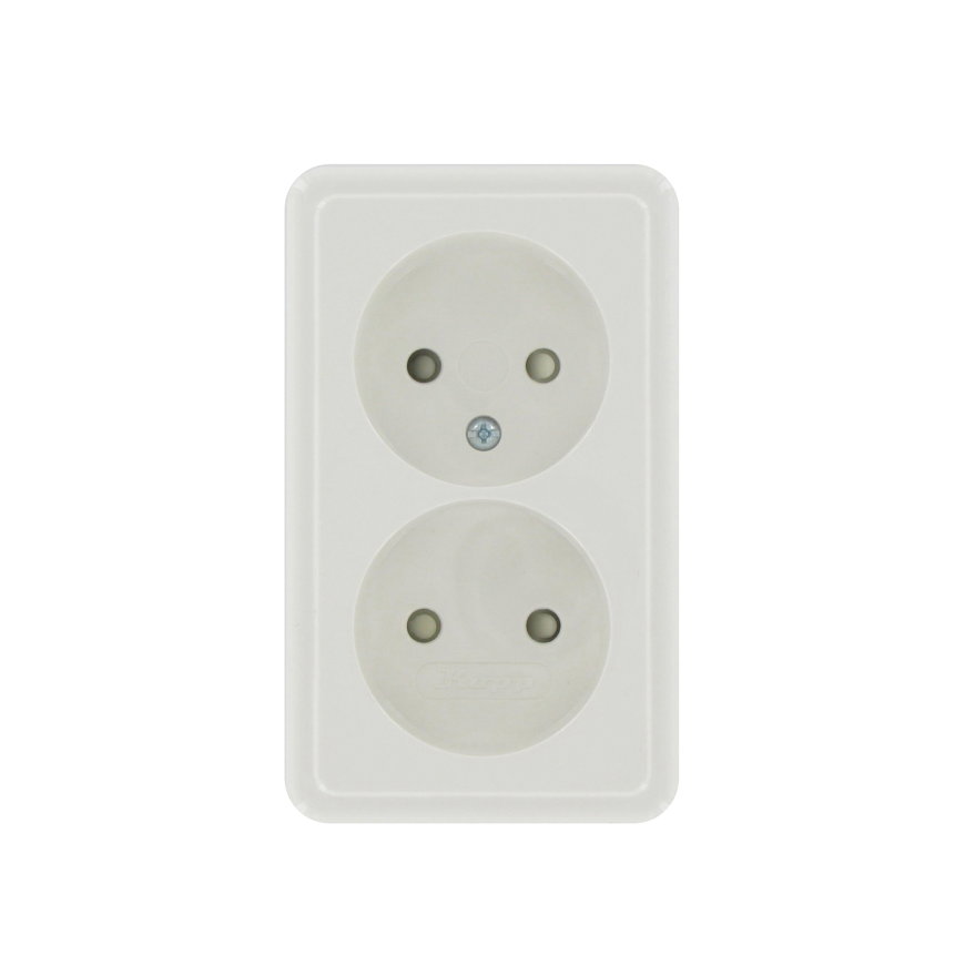 Kopp retail, Standard wandcontactdoos, 2-voudig, ongeaard, arctic wit 