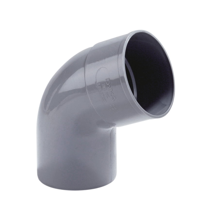 Dyka bocht 67,5°, pvc, inwendig x uitwendig lijm, grijs, KOMO, 110 mm 