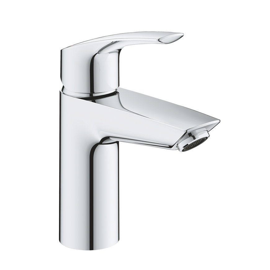 Grohe wastafelmengkraan, serie Eurosmart, hendel, laag model, chroom, 3/8", met ketting 
