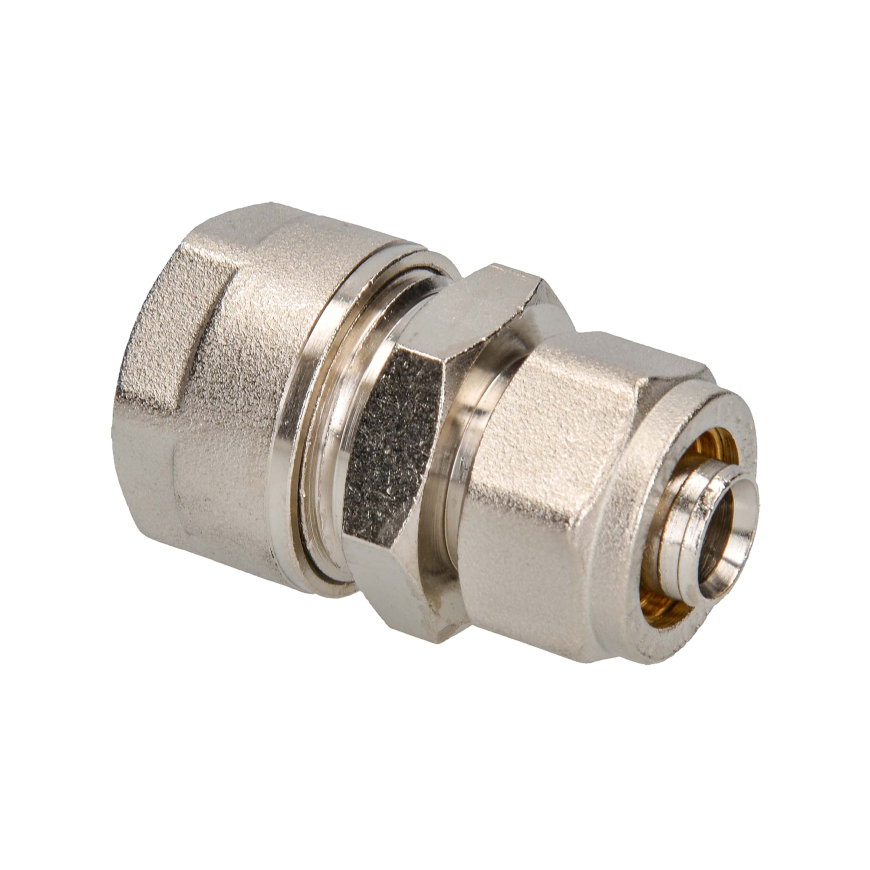 Sanivesk verloopsok, messing vernikkeld, 2x knel, cv-buis x meerlagenbuis, 20 x 16 mm 