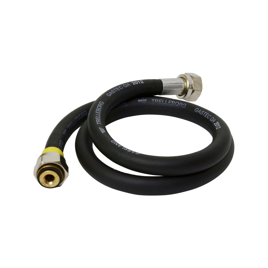 Sanivesk gasslangset, rubber, 2x wartel, Gastec QA, M24, l = 100 cm