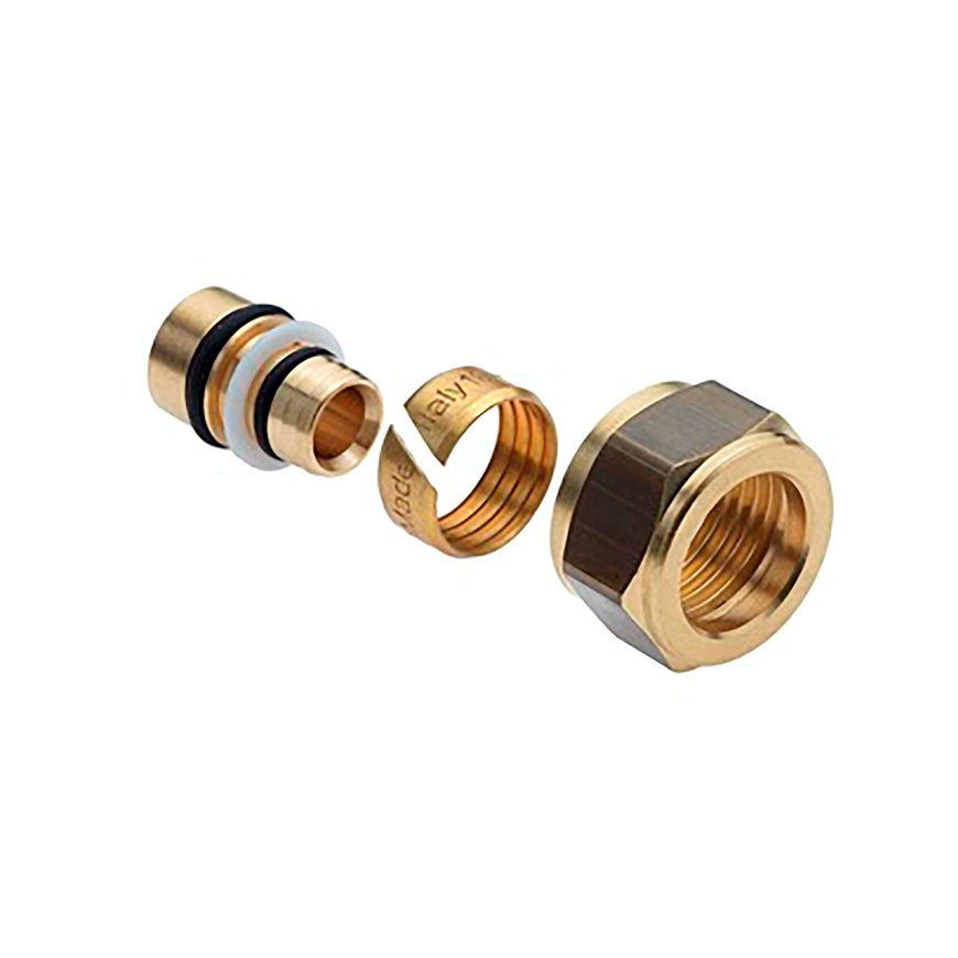 Sanivesk verloopkoppeling, messing, pers x knel, 15 x 16 x 2 mm 