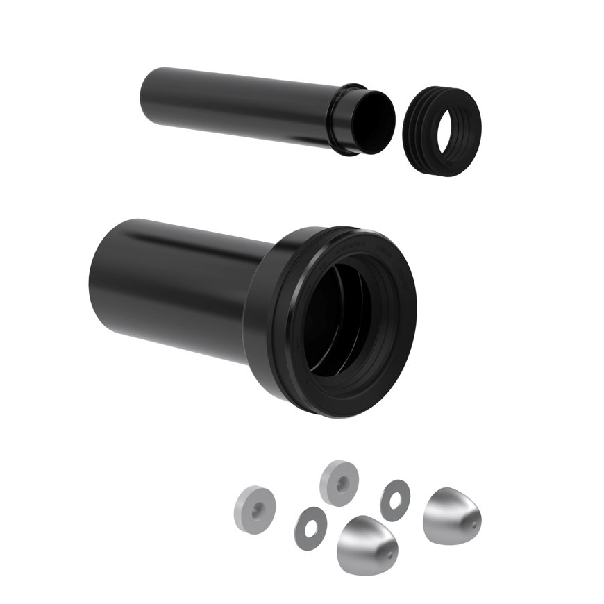 Wisa aansluitset, voor closet, recht, l = 230 mm, Ø 45/90 mm, zwart 