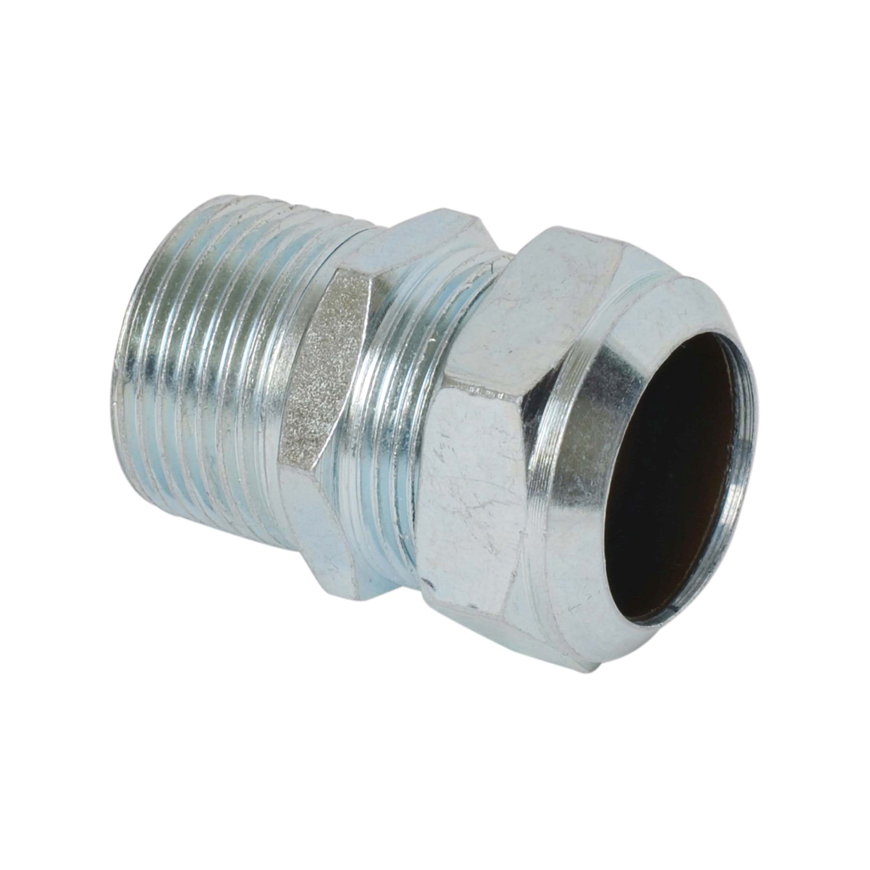 Sanivesk draadkoppeling, messing vernikkeld, buitendraad x klem, ½" x 15 mm