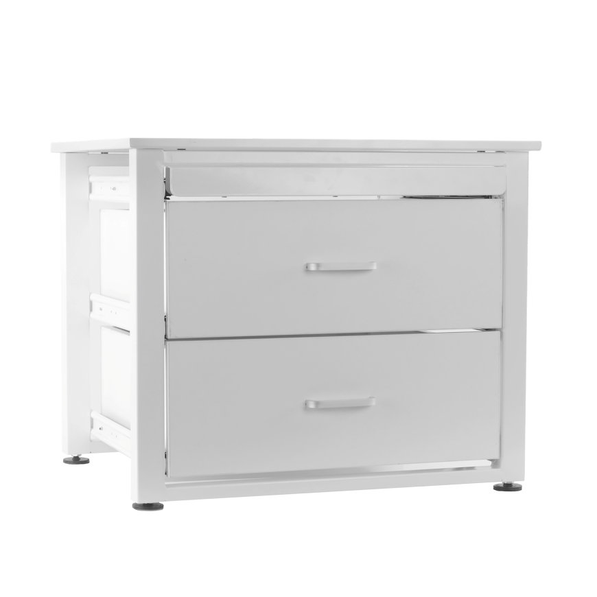 Nedco wasmachine- en drogerverhoger, hout / staal, met 2 lades, 615 x 555 x 500 mm, wit 