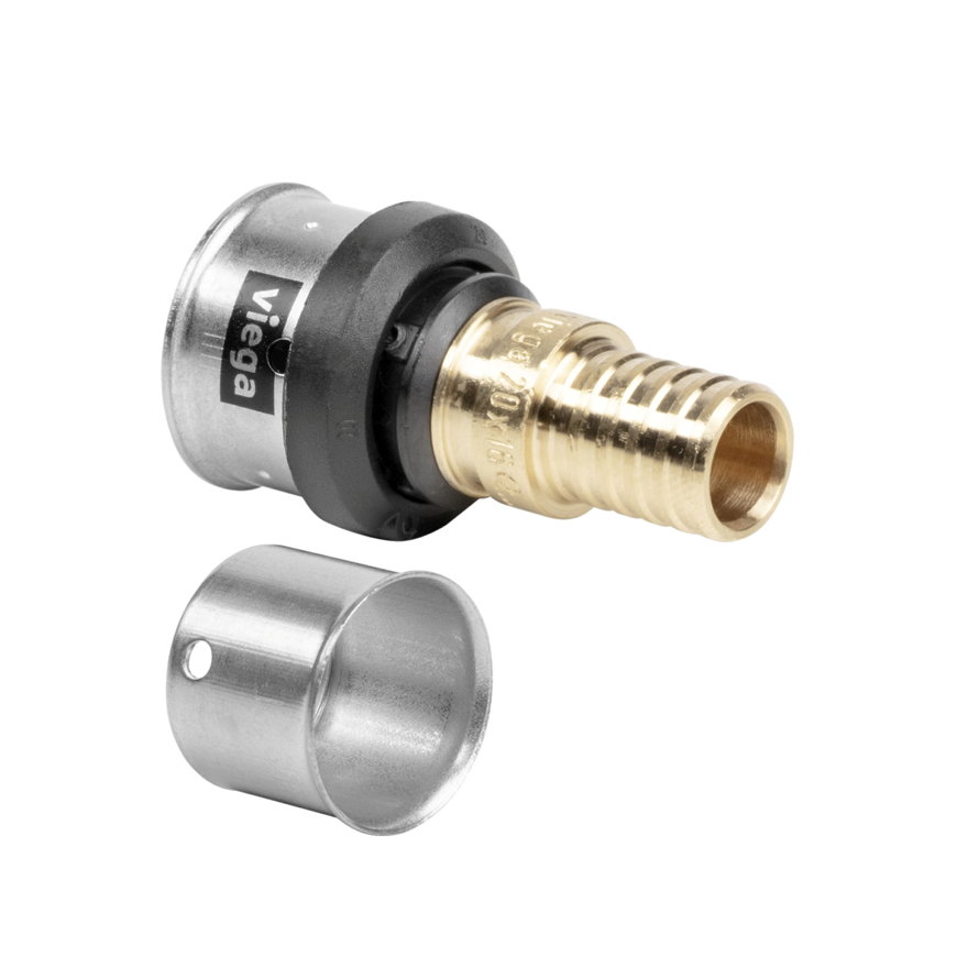Viega Smartpress overgangs koppeling, type 6715G, brons, 2x pers, 20 x 16 mm 