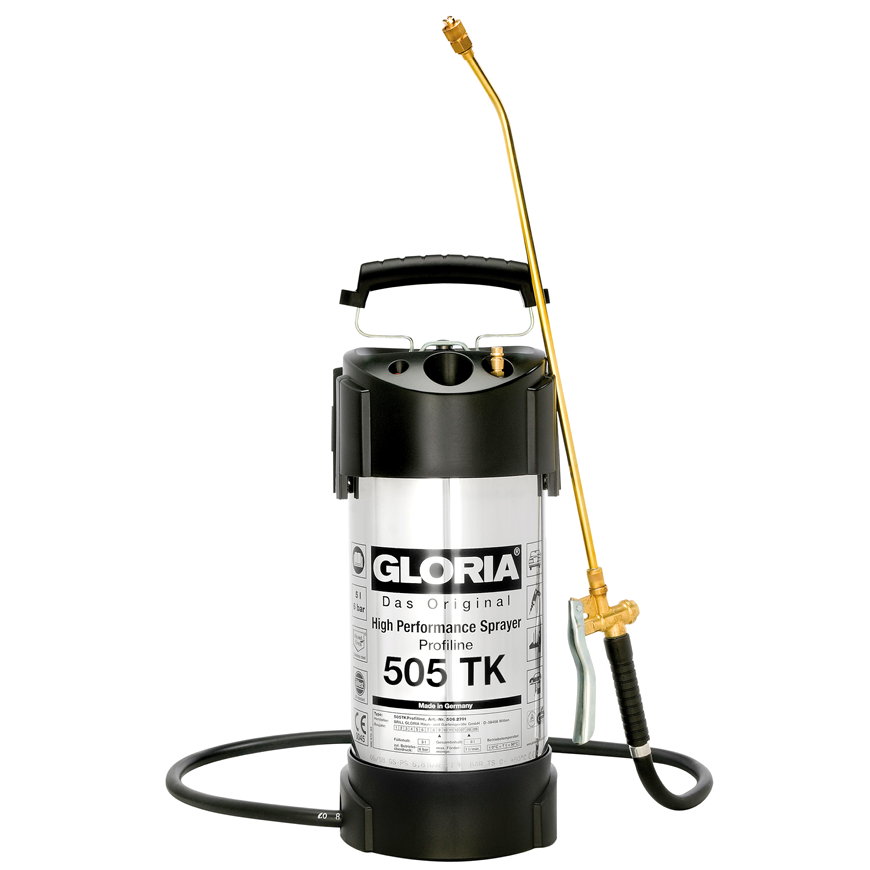 Gloria hogedrukspuit, type 505 TK Profiline, vulinhoud 5 liter, incl. compressoraansluiting 