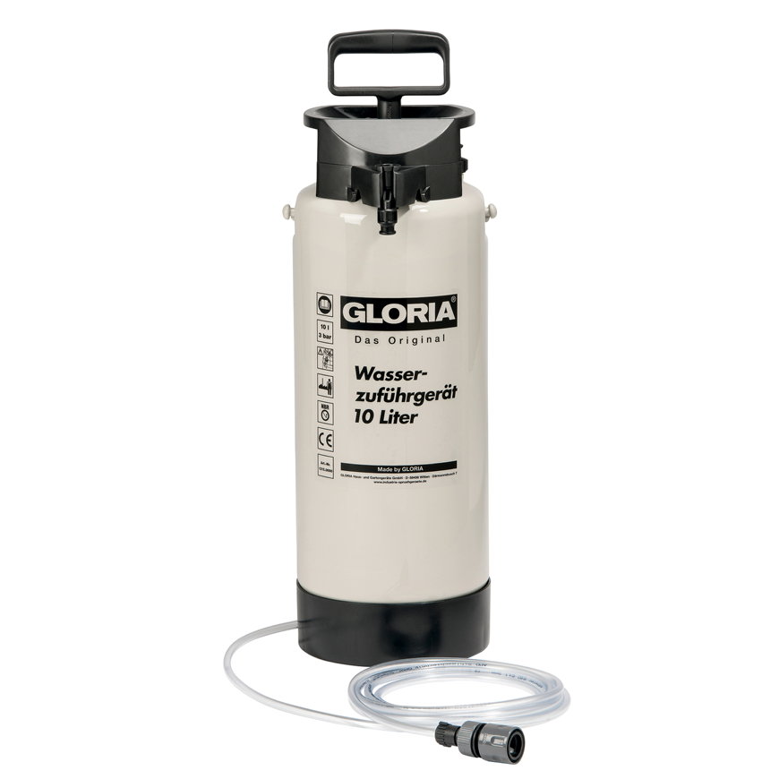 Gloria watertoevoerapparaat, type 10, kunststof, vulinhoud 10 liter, incl. 4 meter slang 