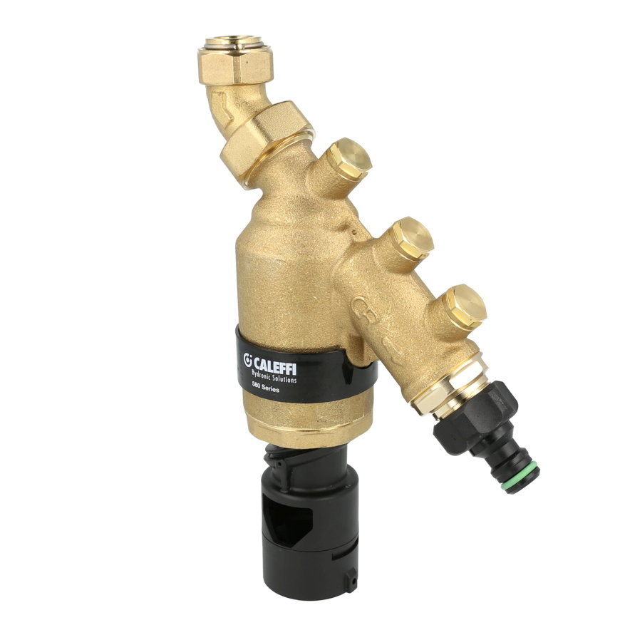 Caleffi terugstroombeveiliging, messing, buitendraad x wartel, BA beveiliging, type 580, &frac34;" 