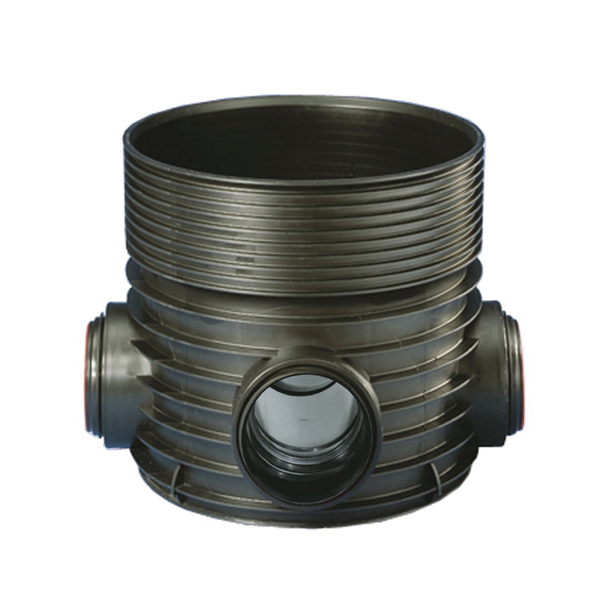 Wavin inspectieput, Tegra 600, 3x manchet, pp, exclusief deksel, T-stuk, 3x 200 mm, gelijke spruit 