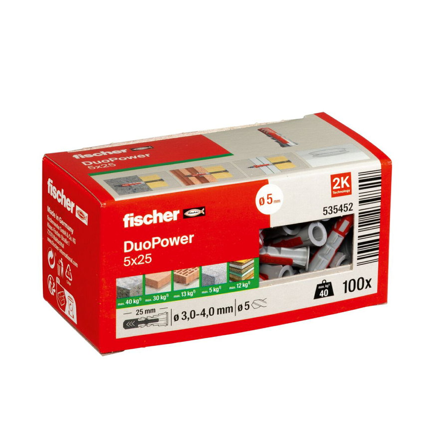 Fischer plug, type DuoPower, 5 x 25 mm, doos à 100 stuks 