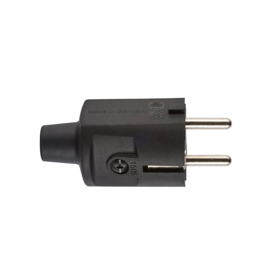 ABL geaarde stekker, schuko & Frans/Belgisch, 3-p, rubber, IP20, Compact, type 1505, zwart 