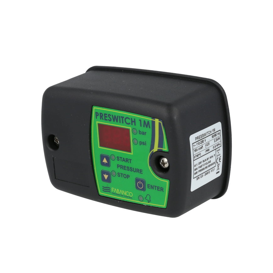 Fabanco elektronische drukschakelaar, type Preswitch 1, 230 V, 0,5 - 7 bar 