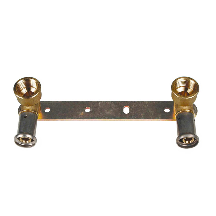 Henco doorstroom muurplaat, messing, rvs, pers x bi.dr., type 28P, epdm, 16 bar, opbouw, 16 mm x ½" 