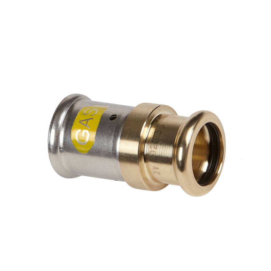 Henco overgangs koppeling, gas, messing, rvs, 2x pers, type 36PG, hnbr, 10 bar, 16 x 15 (cu) mm 