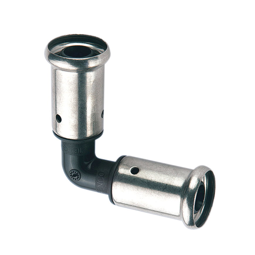 Henco knie 90°, pvdf, rvs, 2x pers, type 1PK, epdm, 16 bar, 20 mm 