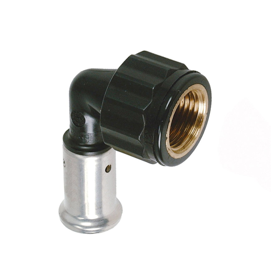 Henco schroef knie 90°, pvdf, rvs, pers x binnendraad, type 6PK, epdm, 16 bar, 32 mm x 1" 